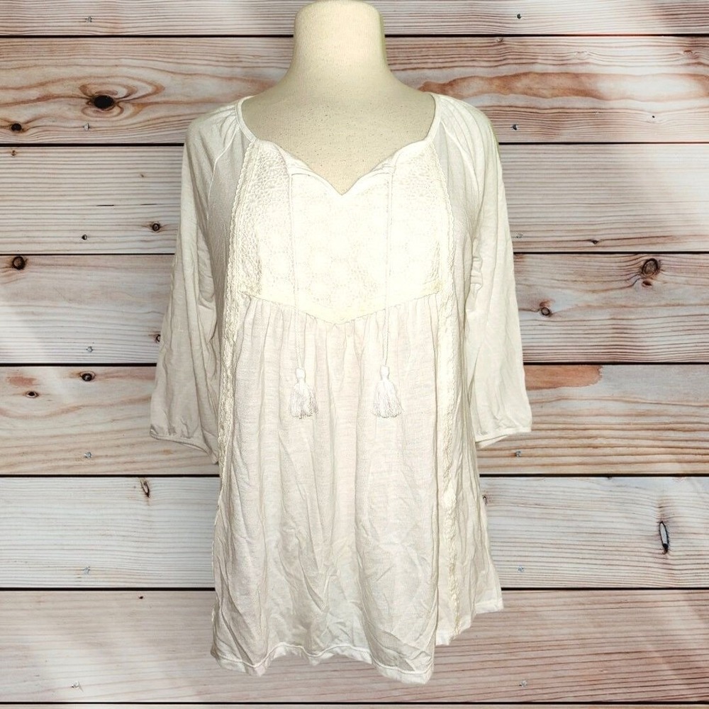 D4 Sonoma Women's Blouse White‎ Baby Doll Boho NEW NWT Medium Tunic